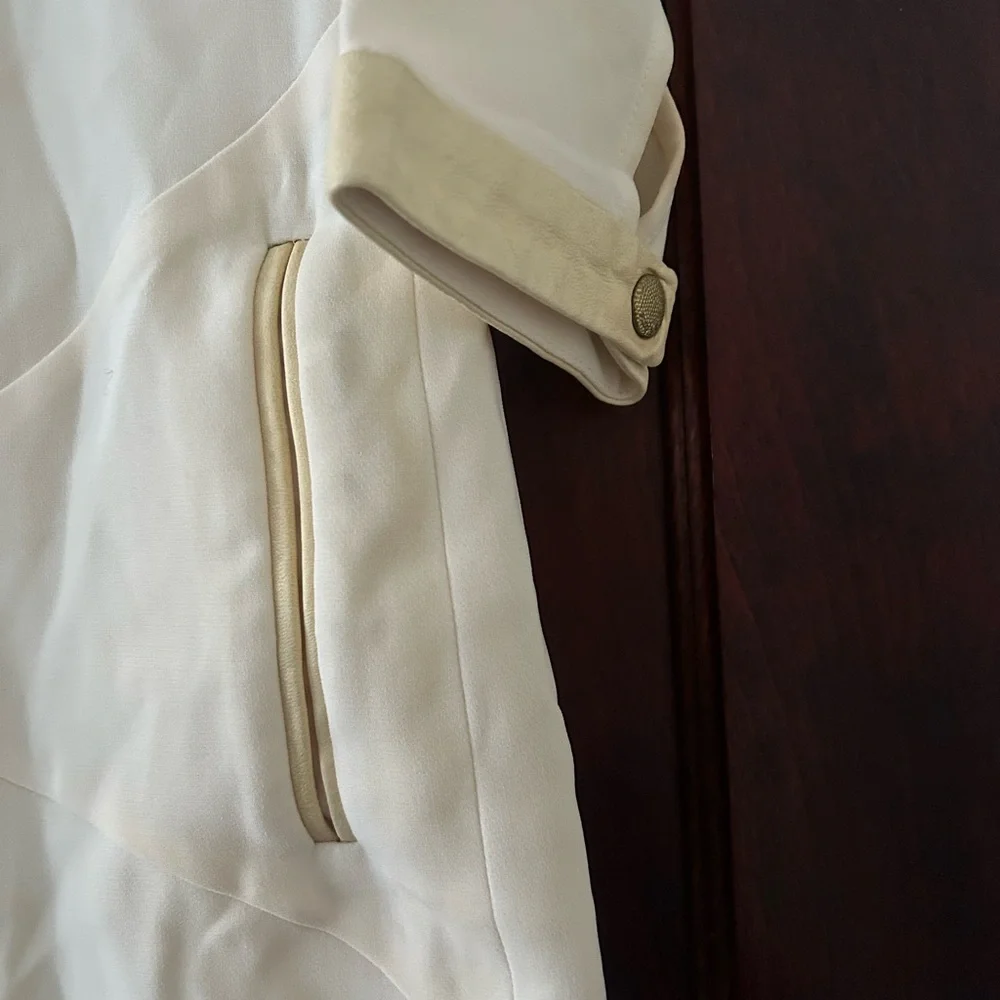 Elegant Rag and Bone Ivory leather accent Sheath Dress - Picture 3 of 7